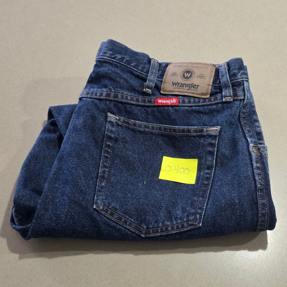 Wrangler Mens Regular Fit Jeans Dark Wash‎ Indigo 100% Cotton 40x30 96501MR - Picture 9 of 9
